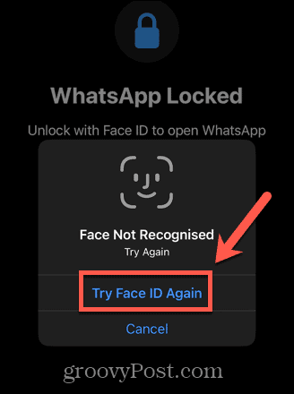 whatsapp kokeile face ID: tä uudelleen