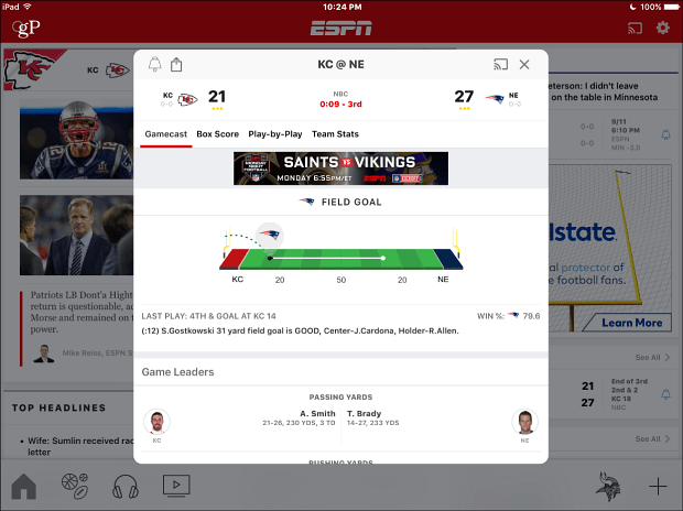 ESPN iOS iPad -sovellus