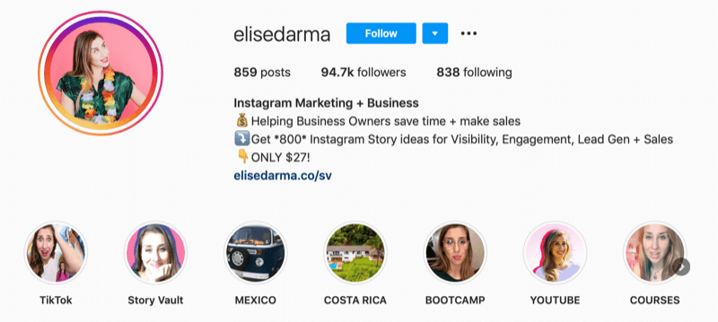 Elise Darma Instagram-profiili