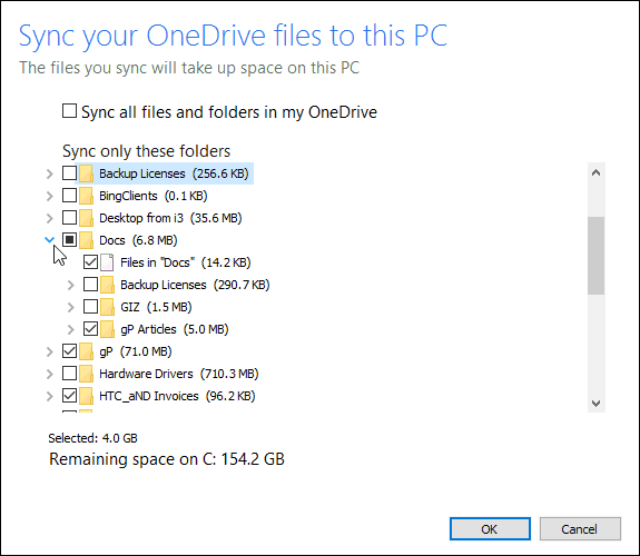 Kuinka valita, mitkä OneDrive-kansiot synkronoidaan Windows 10: ssä