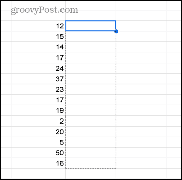 google sheets vetää soluja