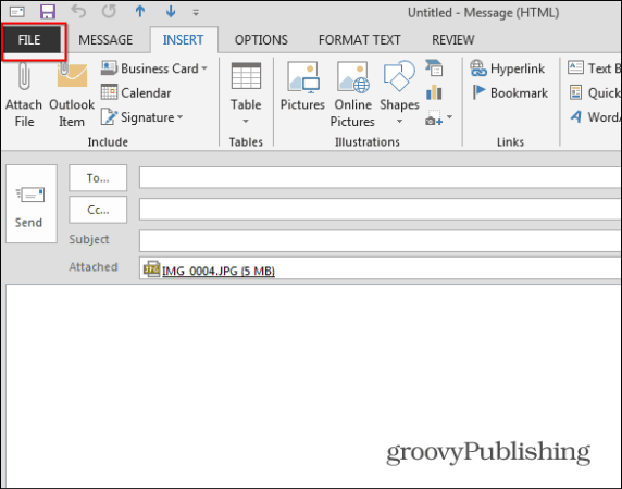 Outlook 2013 muuttaa suurten kuvien tiedoston kokoa