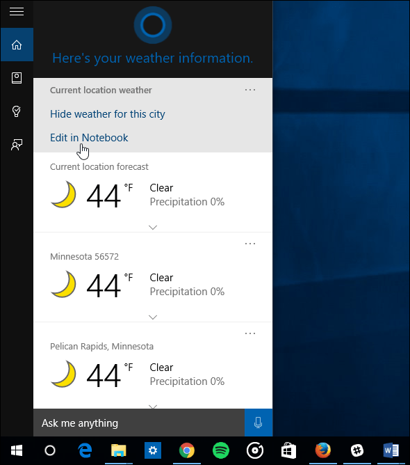 Windows 10 -vinkki: Tee Cortana-sää useille kaupungeille