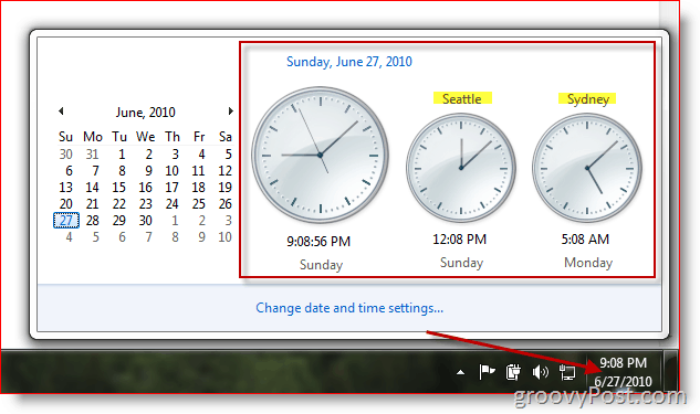 Microsoft Windows 7 näyttää lisäkellot eri aikavyöhykkeillä